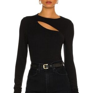 Ribbed Black Cut-Out Long Sleeve Top